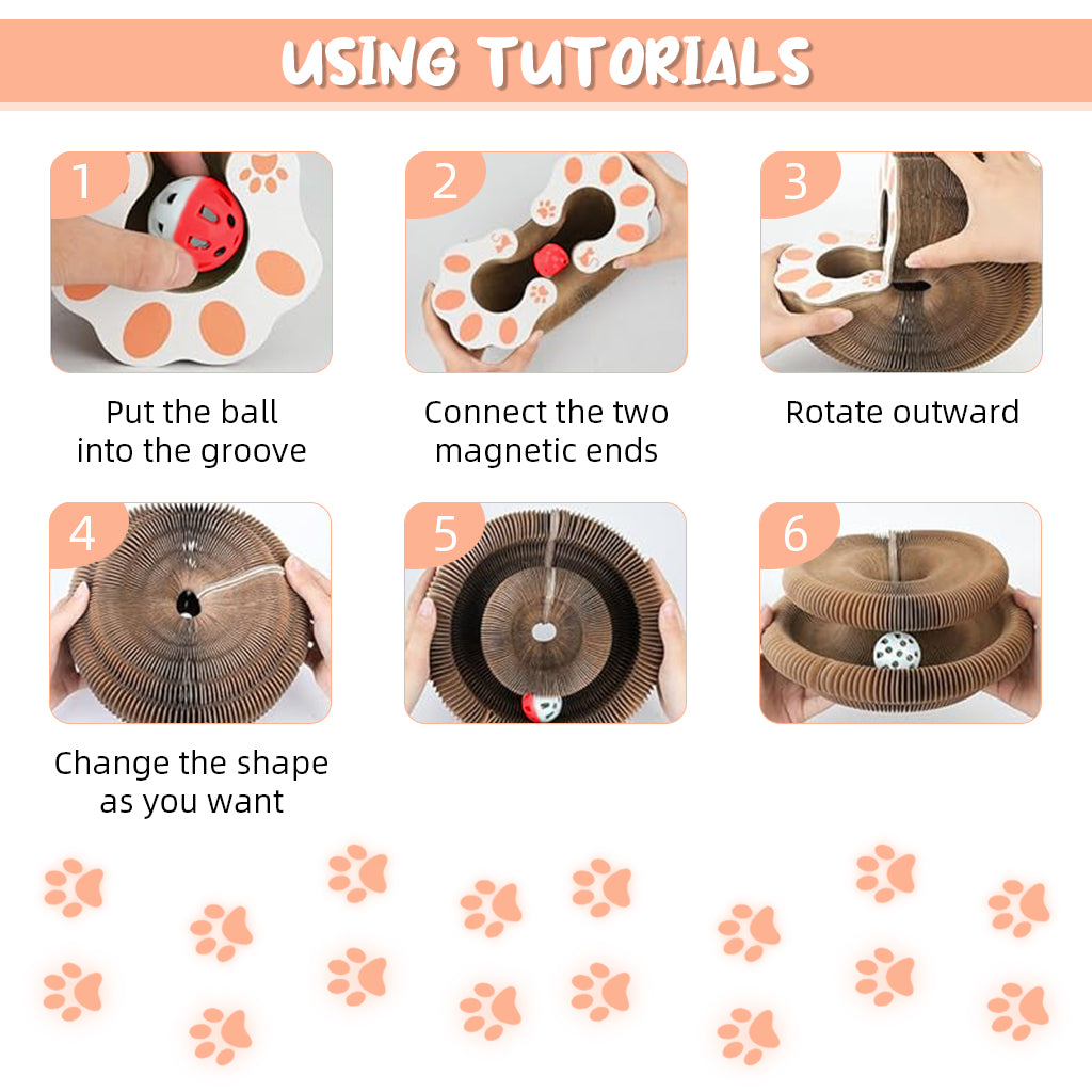 Qpets Cat Toy Folding Cat Scratching Board Toy Corrugated Hard Paper Transformable Cat Scratching Board with Magnetic Ends Space Saving Cat Scratching Toy Qpets Cat Toy Folding Cat Scratching Board Toy Corrugated Hard Paper Transformable Cat Scratching Board with Magnetic Ends Space Saving Cat Scratching Toy